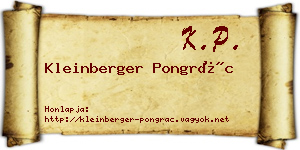 Kleinberger Pongrác névjegykártya